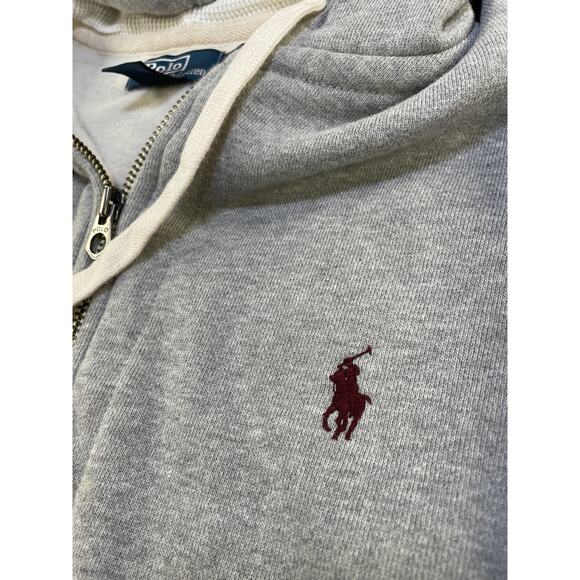 POLO RALPH LAUREN Vintage Grey Full Zip Men’s Thermal Lined Hoodie Sweater XXL - Picture 12 of 16